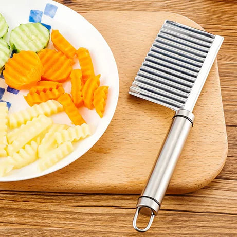 Stainless Steel Wavy Potato Fries Cutter Knife – Crinkle Blade for Chips, Vegetables & Snacks