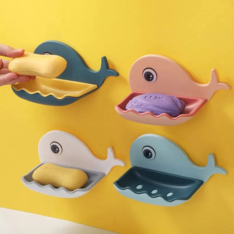 Whale Design Fish Soap Holder – Cute Bathroom Soap Box with Drain