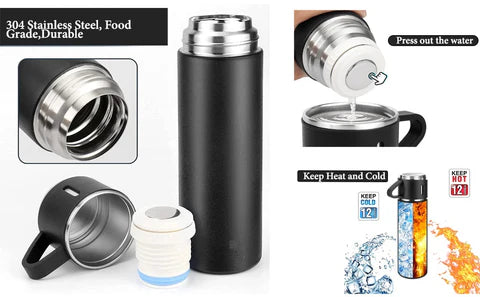 3 Cup Double-Layer Stainless Steel Vacuum Flask Set | Hot & Cold Thermos Bottle | With 20-Day Money Back Guarantee |