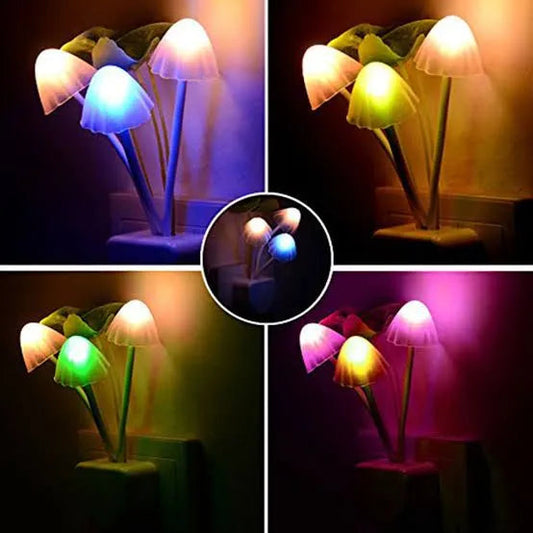 1Pcs LED Mushroom Night Light – Creative Plug-in Wall Lamp for Bedroom & Home Décor