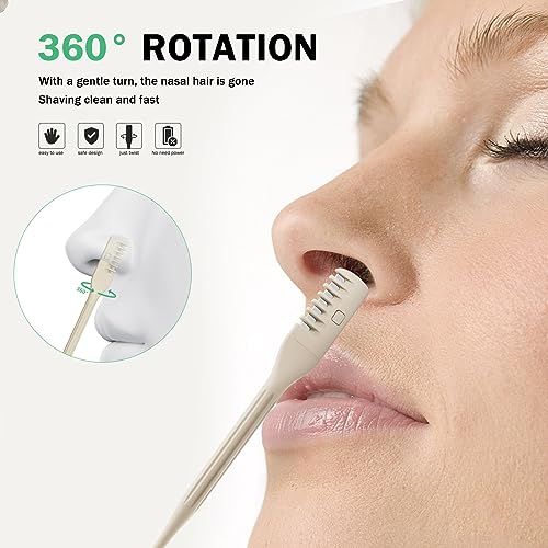 2Pcs 360° Rotating Nose Hair Trimmer – Manual Safe Nose & Ear Hair Remover