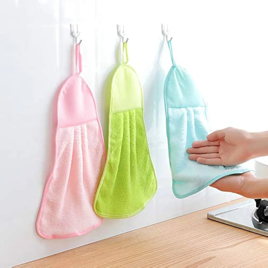 1Pcs Hanging Kitchen Microfiber Hand Towel – Soft & Absorbent Towel with Loop for Easy Hanging