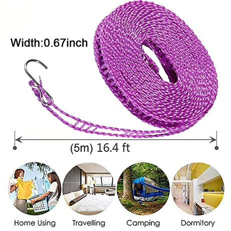 5 Meter Clothesline Rope – Heavy Duty Outdoor & Indoor Laundry Drying Line for Home & Travel