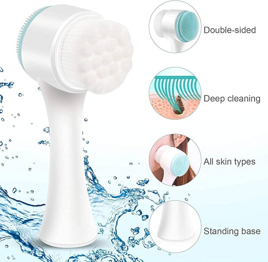 1pcs Double Side Cleansing Facial Brush – Deep Pore Cleaner & Gentle Exfoliator for All Skin Types | With 20-Day Money Back Guarantee