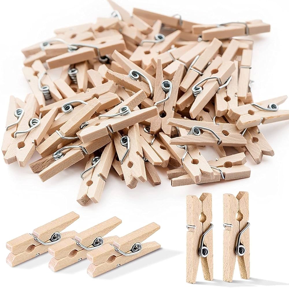 20PC Wooden Clothespins – Strong Grip Laundry Pegs for Clothes, Crafts & Home Use