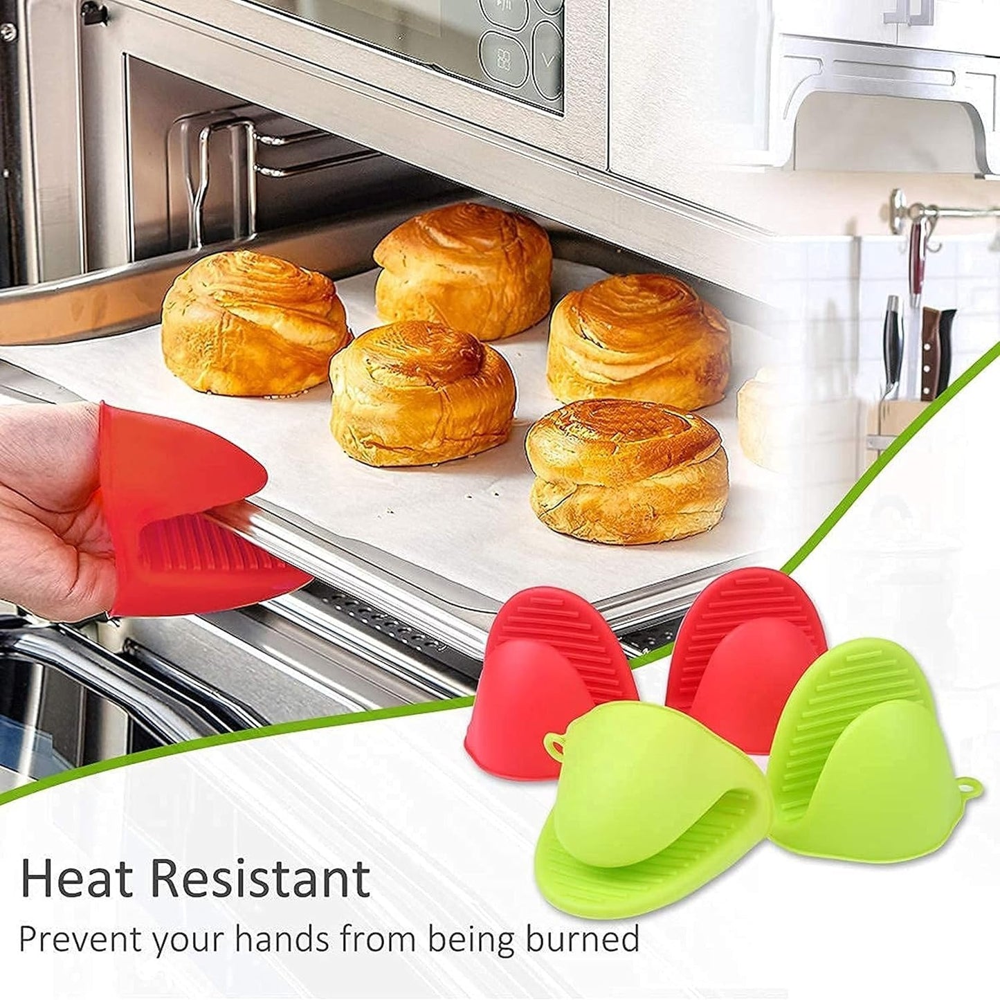 1 Pair Silicone Pot Holder – Heat Resistant Kitchen Grip Gloves