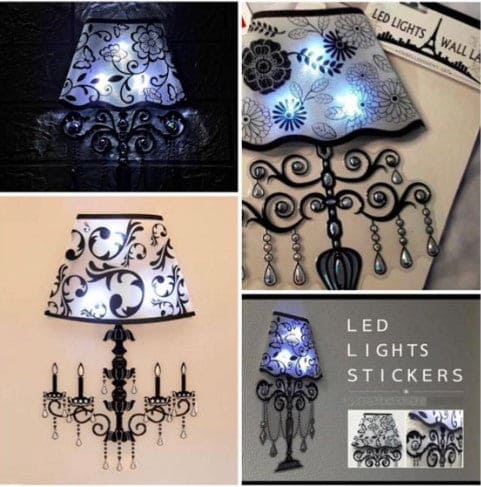 2Pcs 3D LED Lamp Shape Wall Stickers – Creative Home Decor for Living Room, Bedroom & Cafe