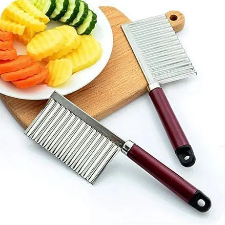 Stainless Steel Wavy Potato Fries Cutter Knife – Crinkle Blade for Chips, Vegetables & Snacks