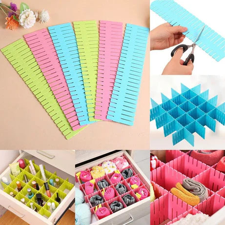 4pcs Adjustable Plastic Grid Drawer Dividers – DIY Plastic Storage Organizers for Kitchen, Office & Home