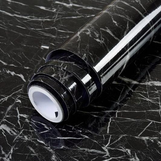 60x200cm Black Marble Adhesive Wallpaper – Self Adhesive Kitchen Wall Paper Sheet