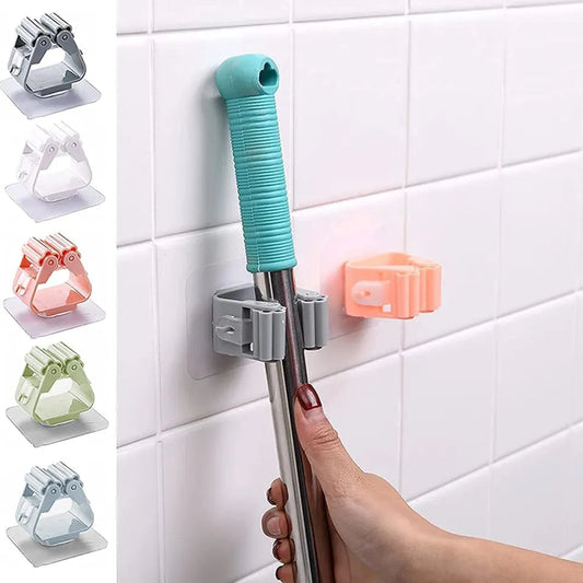 1Pcs Self Adhesive Wall Mounted Mop & Wiper Holder – Space Saving Organizer