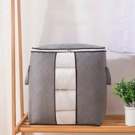 Grey Storage Organizer Bags (5Pcs) – Foldable Clothes & Blanket Storage Solution