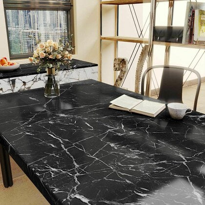 60x200cm Black Marble Adhesive Wallpaper – Self Adhesive Kitchen Wall Paper Sheet