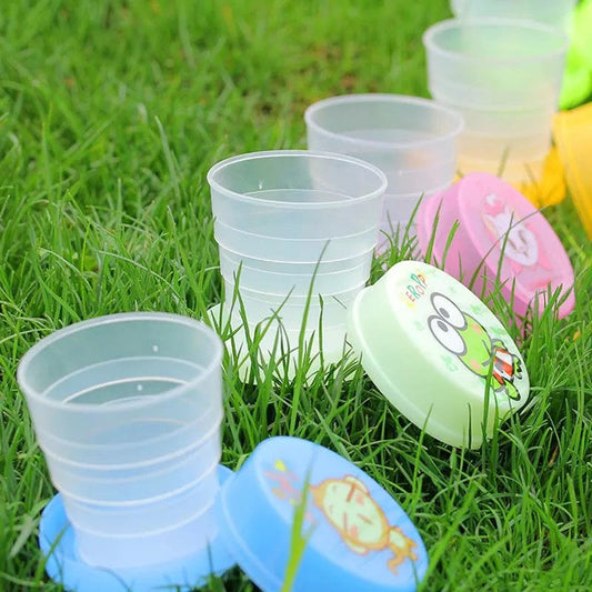 1Pcs Portable Printed Plastic Foldable Magic Cup for Kids – Travel-Friendly Drinking Cup
