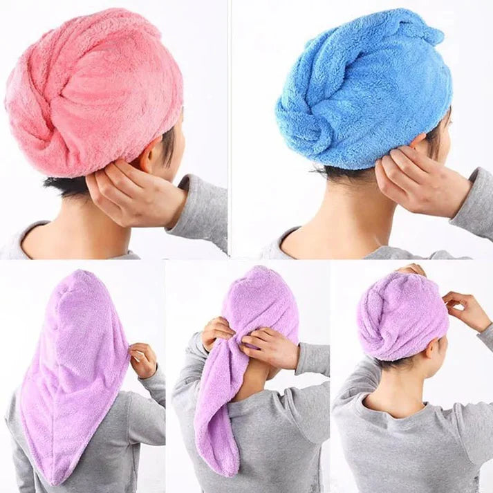 Microfiber Hair Drying Towel Wrap – Quick Dry Head Turban for Women & Girls