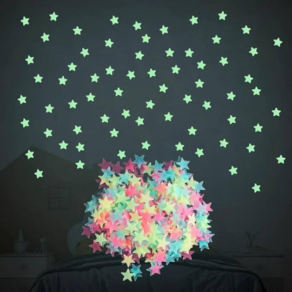 100Pcs Self-Adhesive Decorative Stars – Glow-in-the-Dark Wall Stickers for Kids Room & Ceiling Decor
