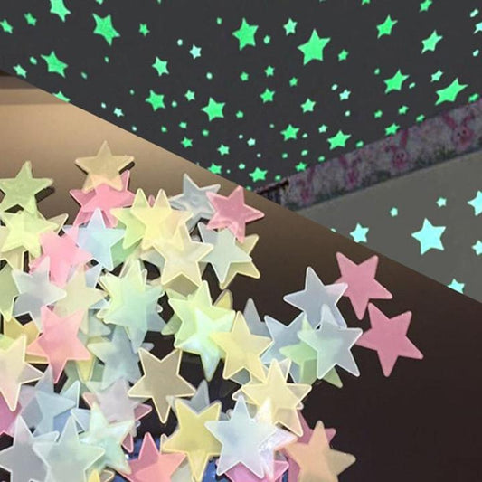 100Pcs Self-Adhesive Decorative Stars – Glow-in-the-Dark Wall Stickers for Kids Room & Ceiling Decor