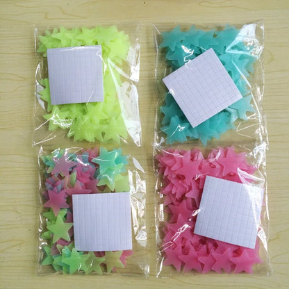 100Pcs Self-Adhesive Decorative Stars – Glow-in-the-Dark Wall Stickers for Kids Room & Ceiling Decor