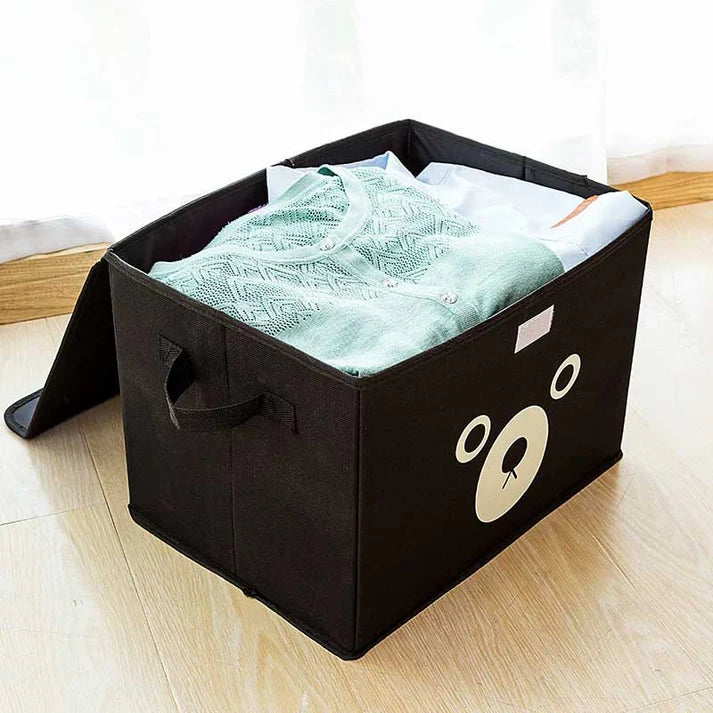 Panda Cartoon Folding Storage Box – Cute Fabric and Kids Toys Organizer