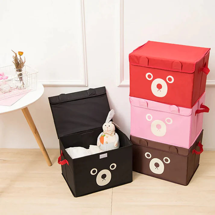 Panda Cartoon Folding Storage Box – Cute Fabric and Kids Toys Organizer