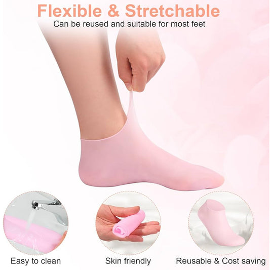 1 Pair Silicone Moisturizing Gel Heel Socks – Cracked Heel Repair & Foot Care Solution