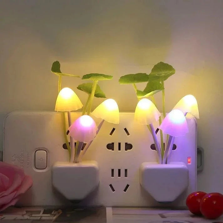 2Pcs Sensor LED Mushroom Night Light – Plug-In Auto Sensor Lamp for Bedroom, Hallway & Kids Room