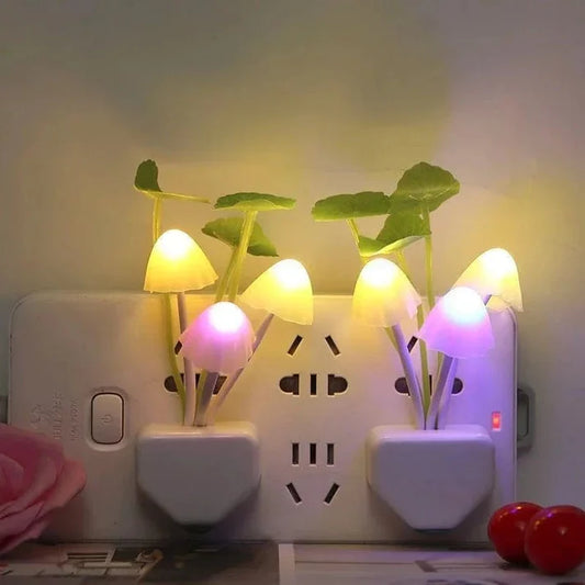 2Pcs Sensor LED Mushroom Night Light – Plug-In Auto Sensor Lamp for Bedroom, Hallway & Kids Room