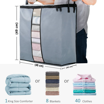 Grey Storage Organizer Bags (5Pcs) – Foldable Clothes & Blanket Storage Solution