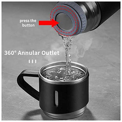 3 Cup Double-Layer Stainless Steel Vacuum Flask Set | Hot & Cold Thermos Bottle | With 20-Day Money Back Guarantee |