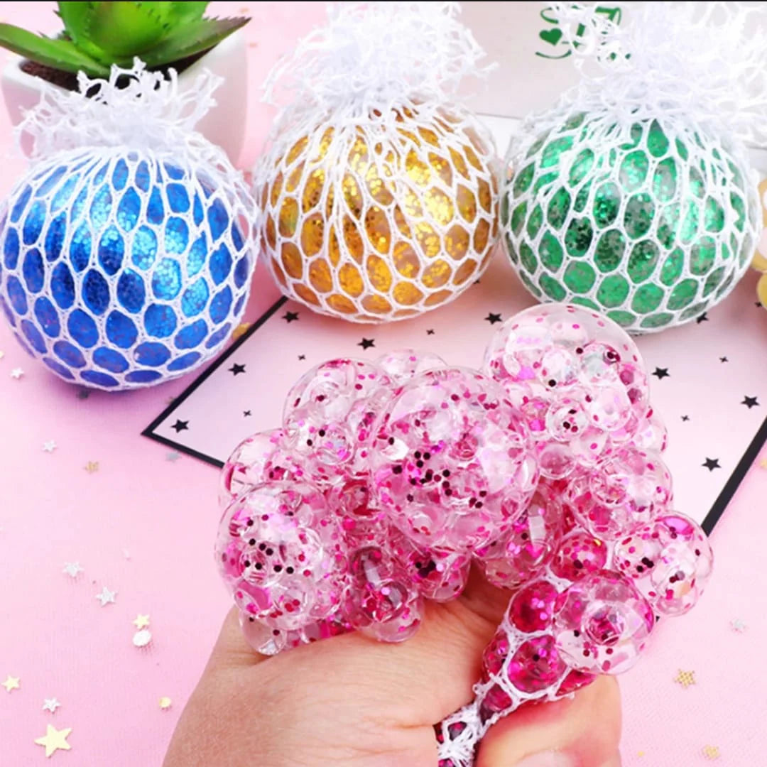 1PC Mesh Squishy Stress Rainbow Color Ball – Kids Fidget Toy Anti-Stress