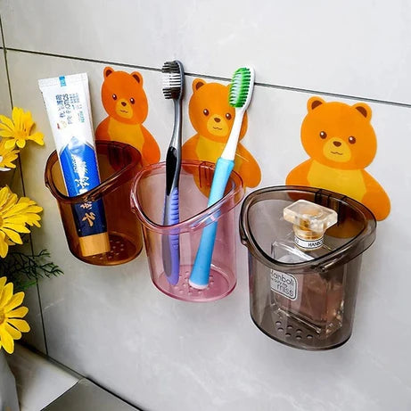 Bear Toothbrush Holder – Cute Wall-Mounted Bathroom Organizer for Kids & Adults