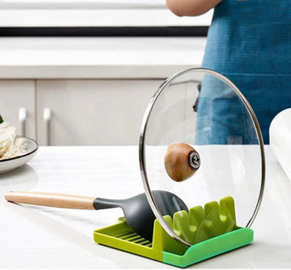 1 PC Lid and Spoon Rest Kitchen Organizer – Heat-Resistant Stand for Utensils, Pot Lids & Cooking Tools