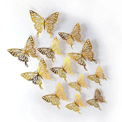 12Pcs Golden Butterfly Stickers