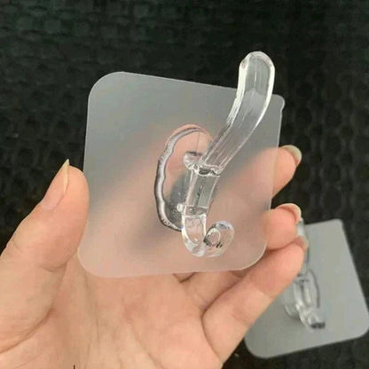 2Pcs Acrylic Single Hook – Transparent Wall Hooks for Keys, Towels & Home Organization