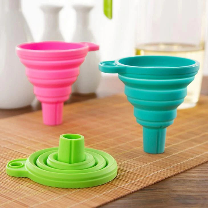 Collapsible Silicone Foldable Funnel – Space-Saving Kitchen Tool for Easy Liquid & Dry Transfers