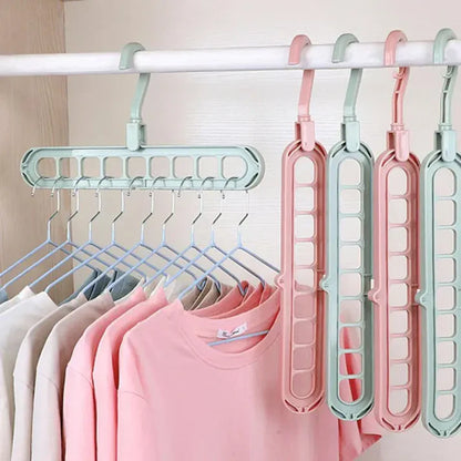 9-Hole Foldable Magic Hanger – Space-Saving Clothes Organizer for Wardrobe & Closet