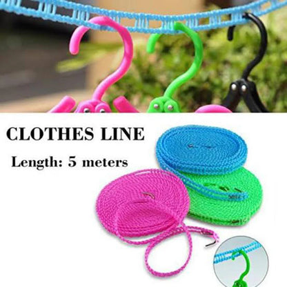 5 Meter Clothesline Rope – Heavy Duty Outdoor & Indoor Laundry Drying Line for Home & Travel