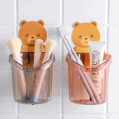 Bear Toothbrush Holder – Cute Wall-Mounted Bathroom Organizer for Kids & Adults