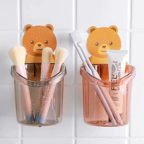 Bear Toothbrush Holder – Cute Wall-Mounted Bathroom Organizer for Kids & Adults