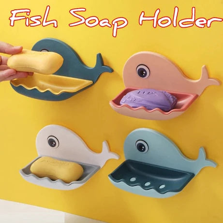 Whale Design Fish Soap Holder – Cute Bathroom Soap Box with Drain