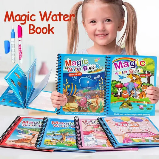 Magic Water Quick Dry Coloring Doodle Book – Reusable Kids Drawing & Learning Book