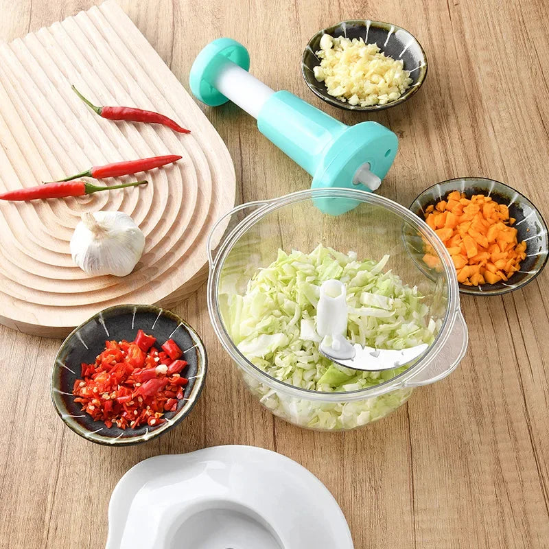 Multifunctional Hand Pat Chopper and Mixer – 1.5L Manual Food Processor for Vegetables, Fruits & More