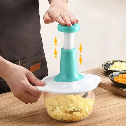 Multifunctional Hand Pat Chopper and Mixer – 1.5L Manual Food Processor for Vegetables, Fruits & More