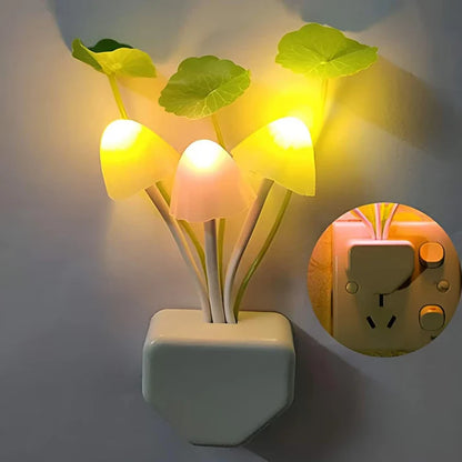 2Pcs Sensor LED Mushroom Night Light – Plug-In Auto Sensor Lamp for Bedroom, Hallway & Kids Room