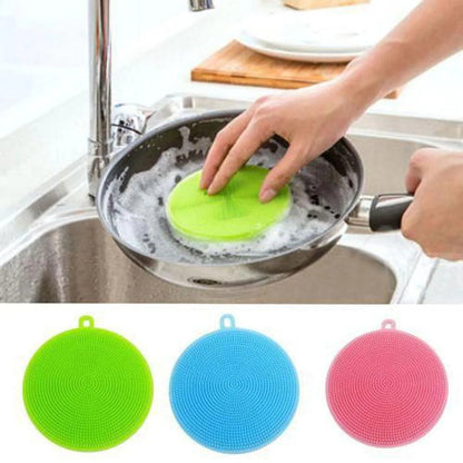 3Pcs Silicone Cleaning Brushes – Soft Silicone Scouring Pad Set for Kitchen