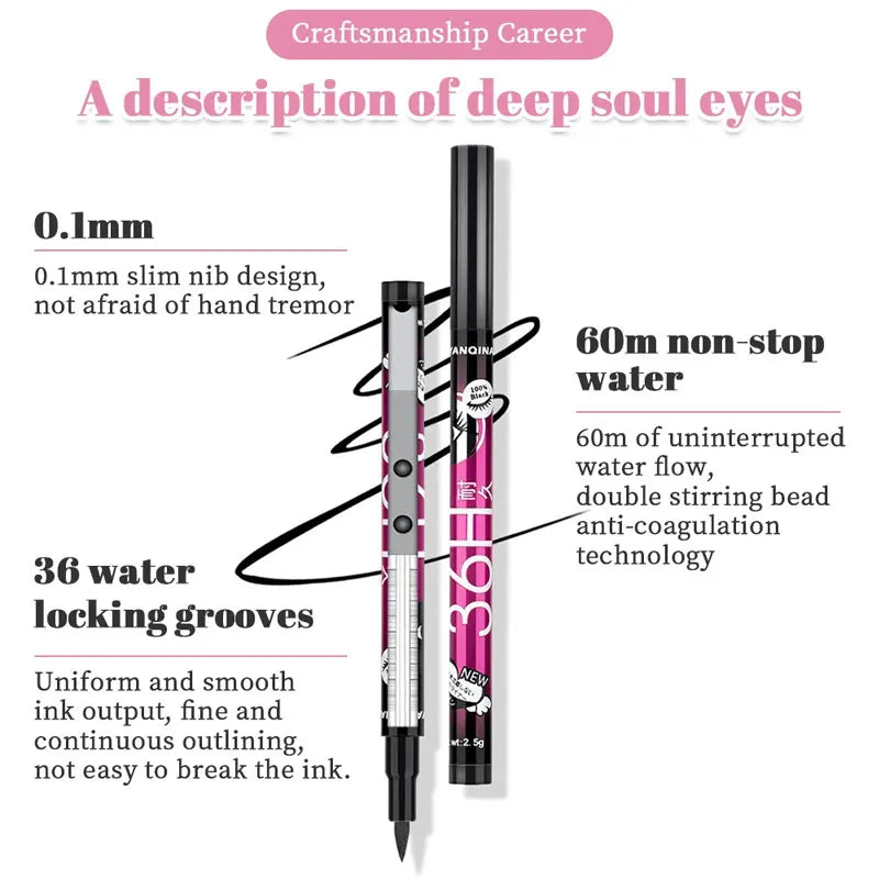 36H Liquid Black Pencil Waterproof Eyeliner – Long-Lasting, Smudge-Proof Eye Makeup