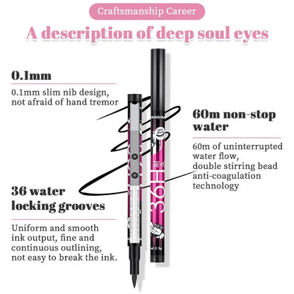 36H Liquid Black Pencil Waterproof Eyeliner – Long-Lasting, Smudge-Proof Eye Makeup