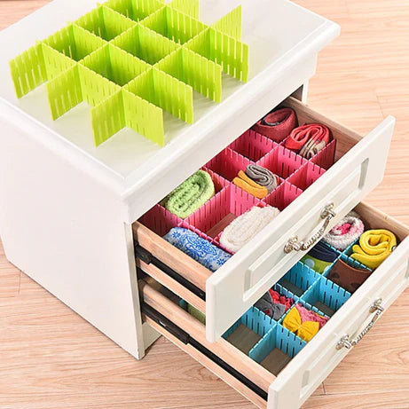 4pcs Adjustable Plastic Grid Drawer Dividers – DIY Plastic Storage Organizers for Kitchen, Office & Home