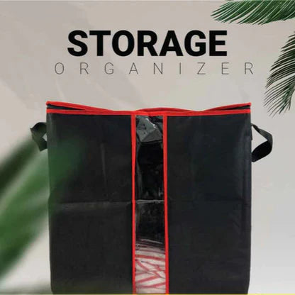 Black Storage Organizer Bag – Foldable Zip Bag for Clothes, Bedding & Wardrobe Organization