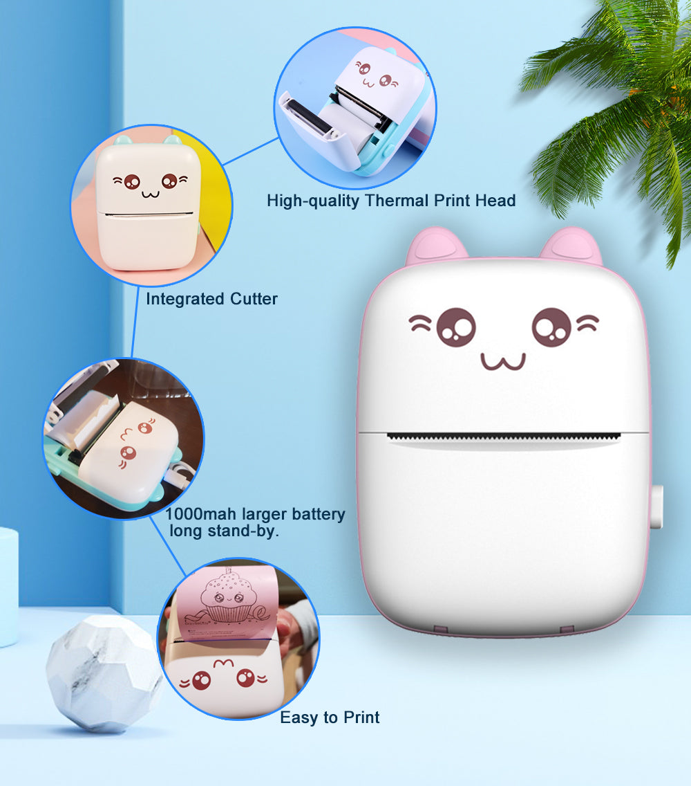Mini Portable Bluetooth Thermal Printer – Pocket-Size Inkless Printer for Labels & Stickers